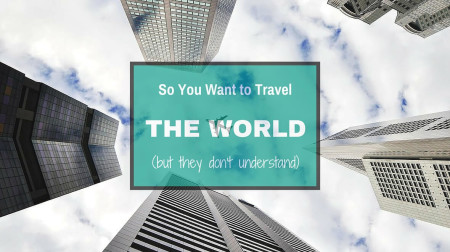 airplane flying directly overhead between five skyscrapers